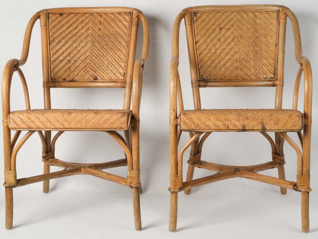 Elegant 1960s Rattan Armchairs