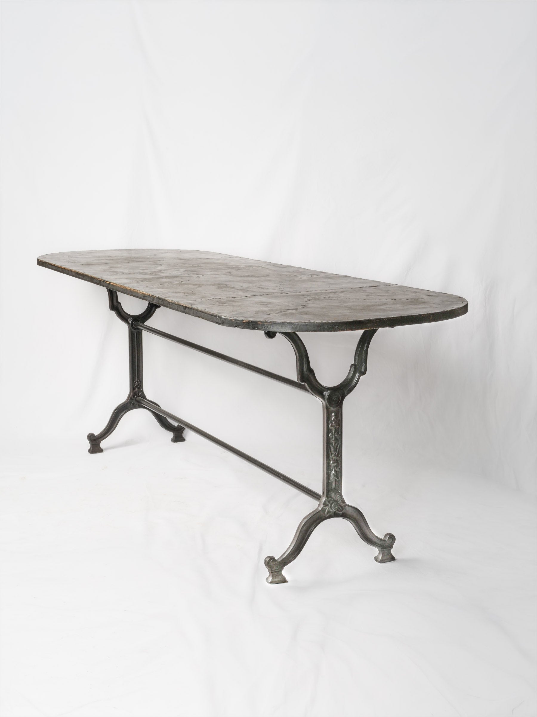 Long Bistro-Style Table w/ Patinated Zinc Top - 77½"