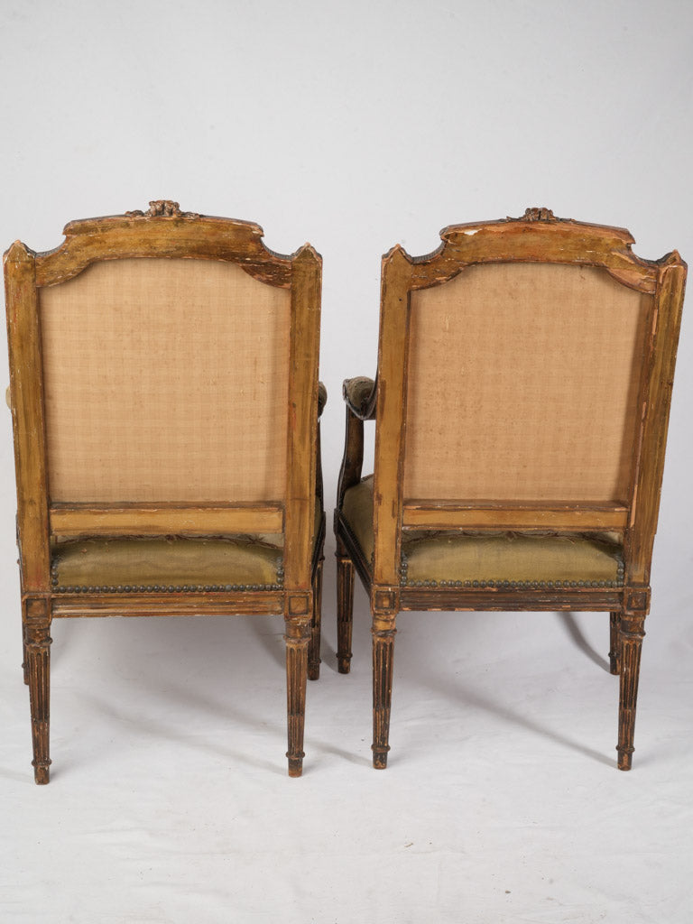 Petite Pair of Louis XVI Style Armchairs From The Late 19th Century W/ Original Tapestry - 38½"