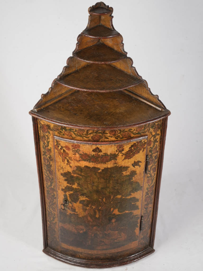 Striking 18th Century Italian Corner Cabinet in Lacca Povera - 48"