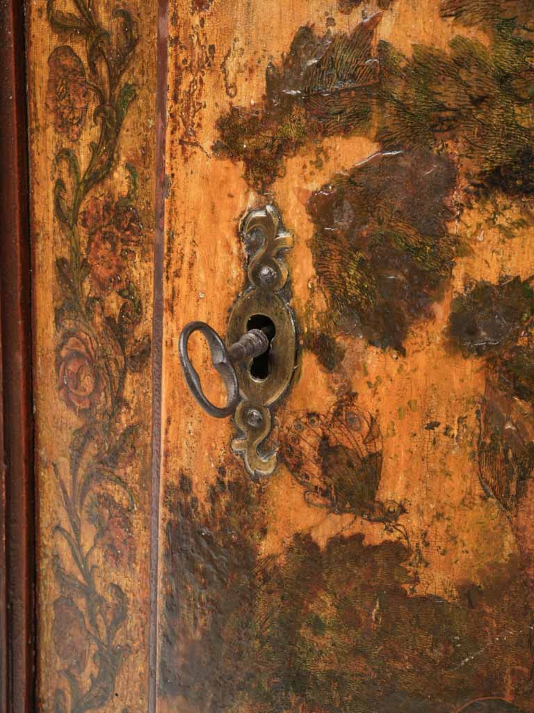 Striking 18th Century Italian Corner Cabinet in Lacca Povera - 48"