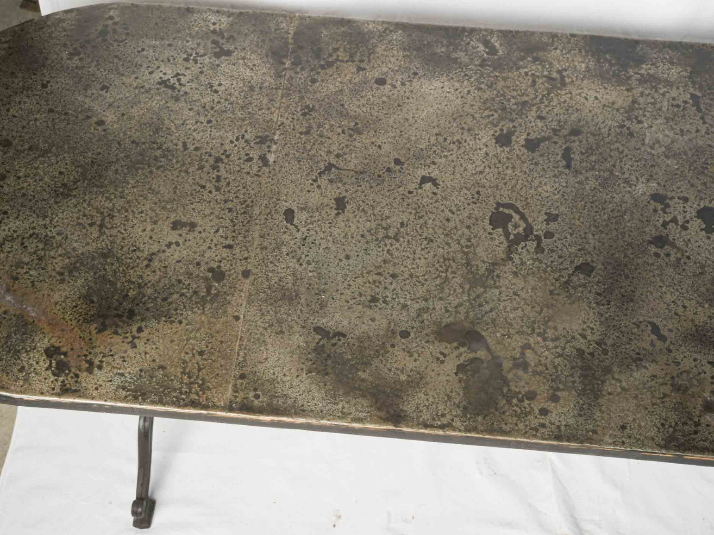 Distressed zinc top table