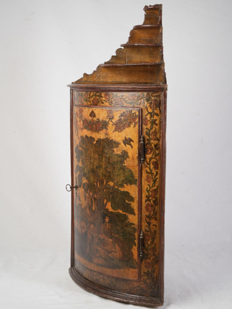 Striking 18th Century Italian Corner Cabinet in Lacca Povera - 48"