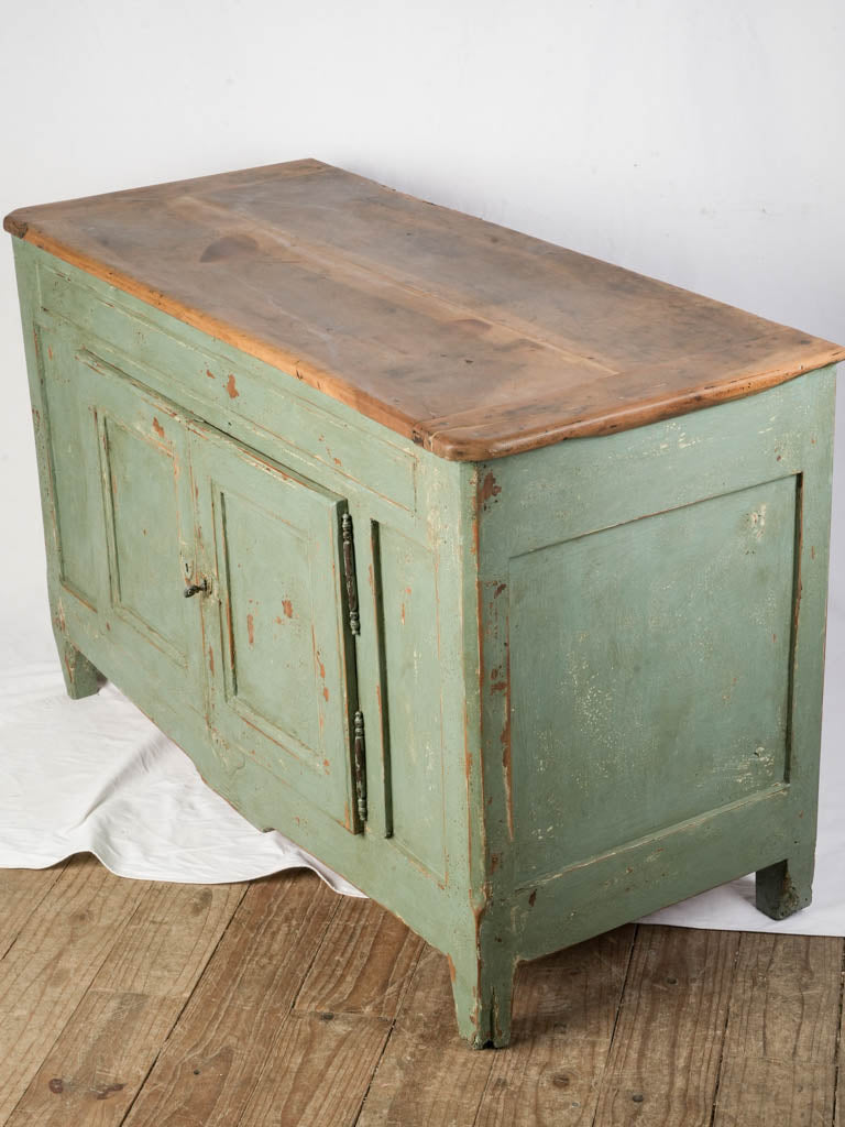 Rustic heart-carved kitchen sideboard