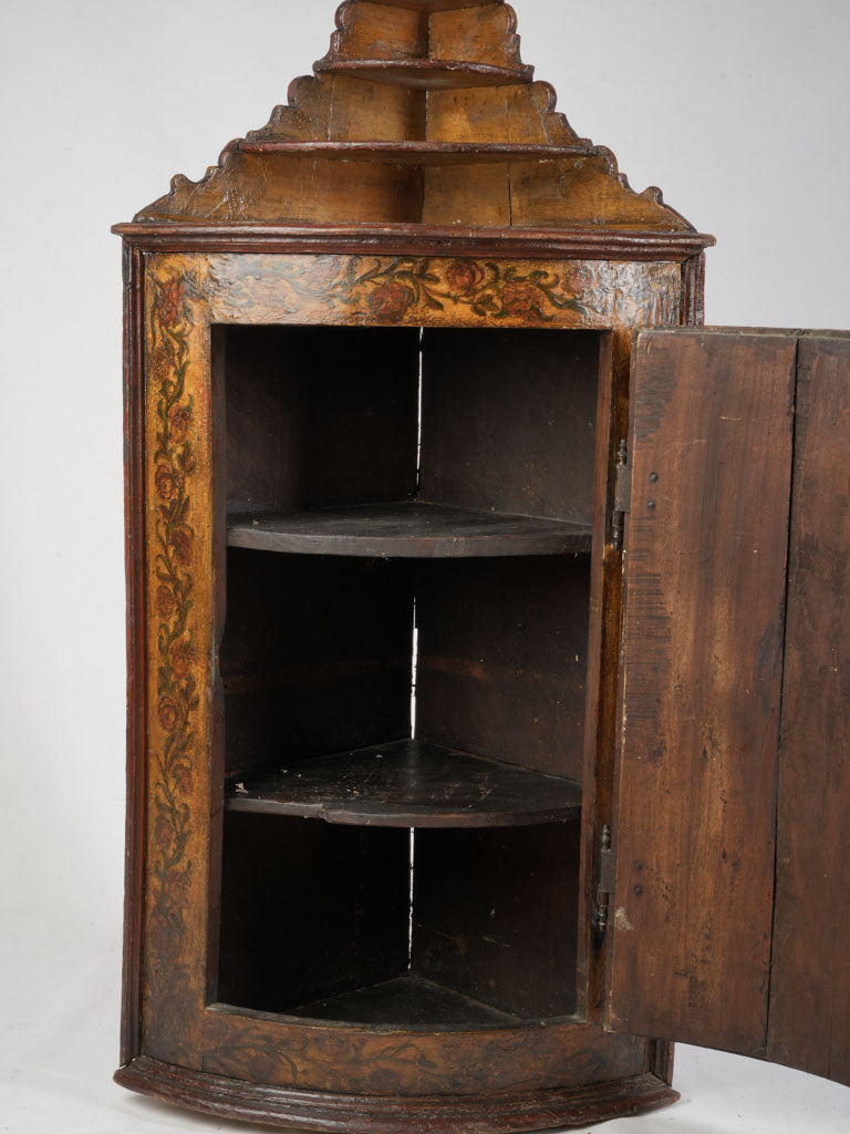 Striking 18th Century Italian Corner Cabinet in Lacca Povera - 48"