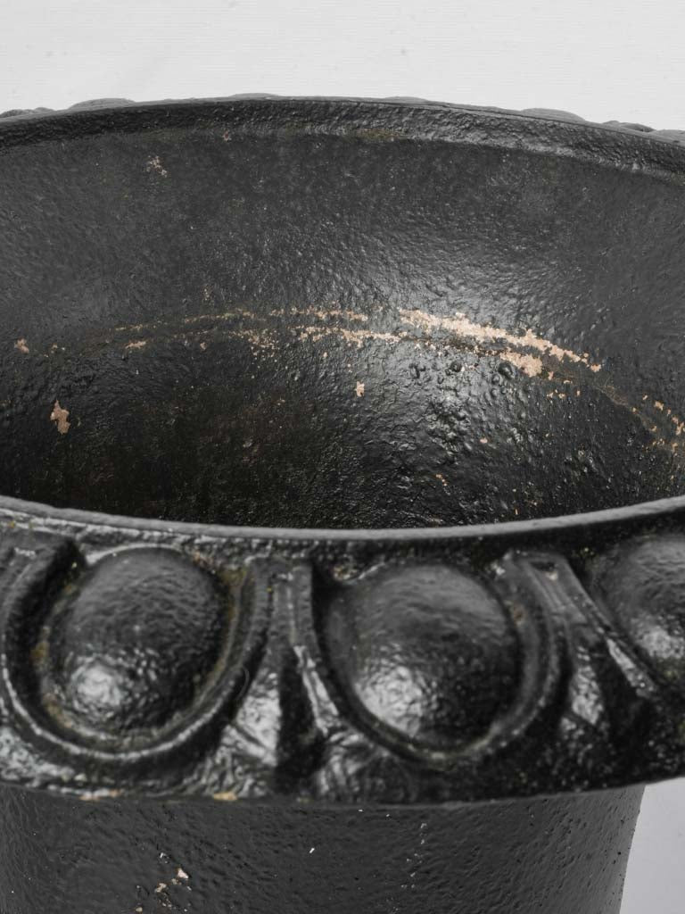 Pair of Early 20th Century French Cast Iron Medici Urns w/ Black Patina - 21¼"
