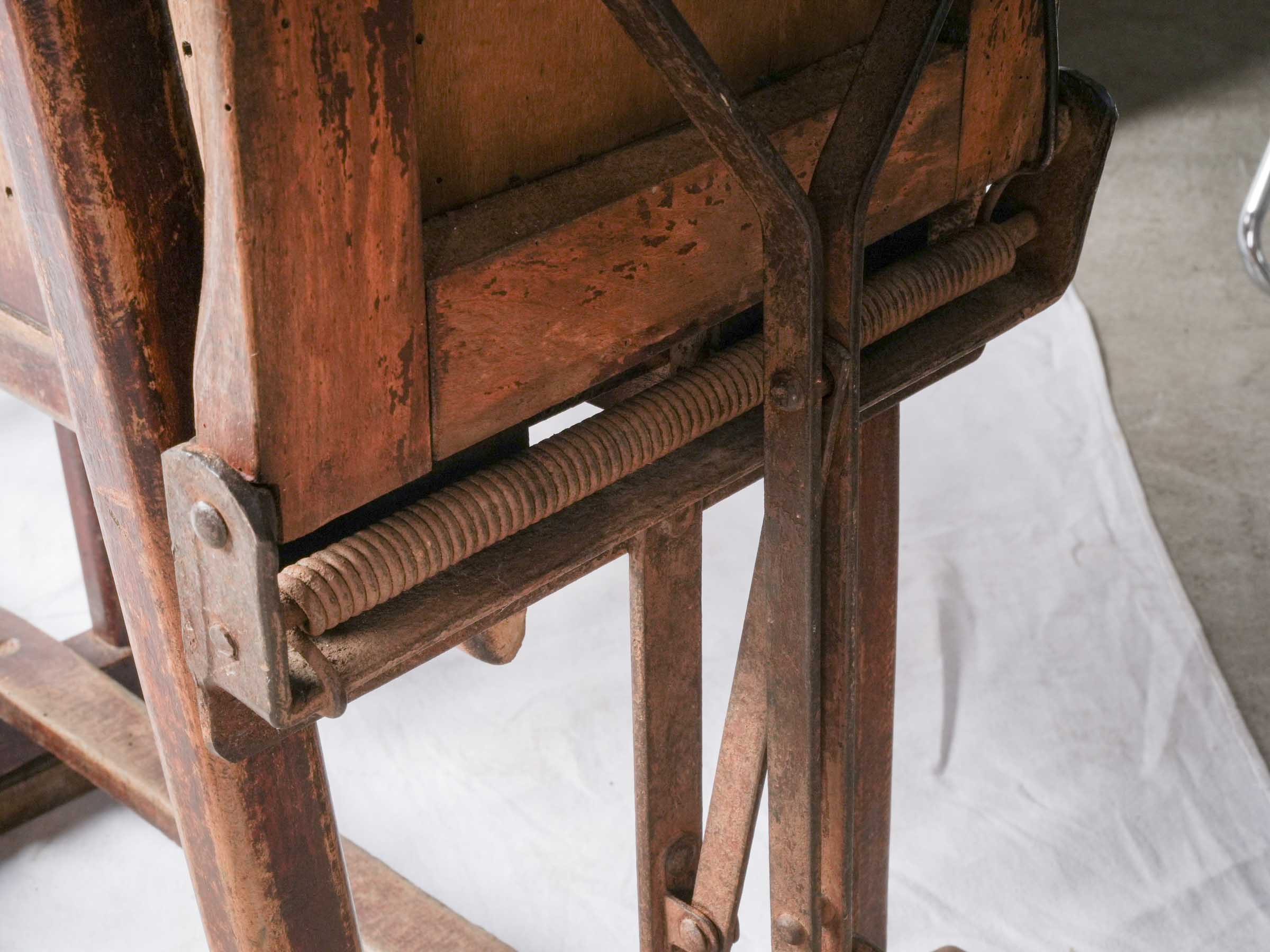 Early 20th-Century French Folding Cinema Bench with Four Seats and End Tip-Up Seat - 93"