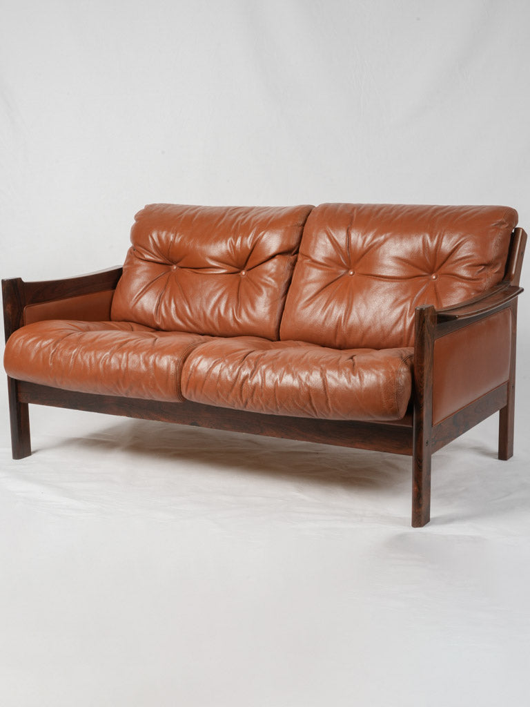 Vintage Italian Cognac Leather Settee
