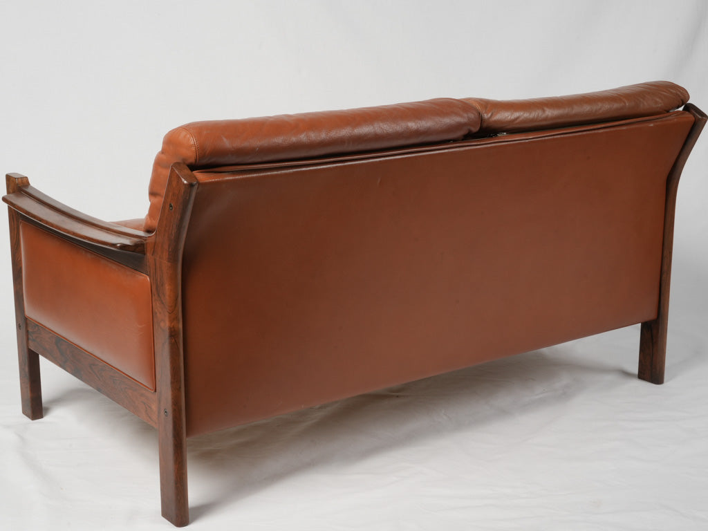 Plush Tufted Cognac Leather Settee