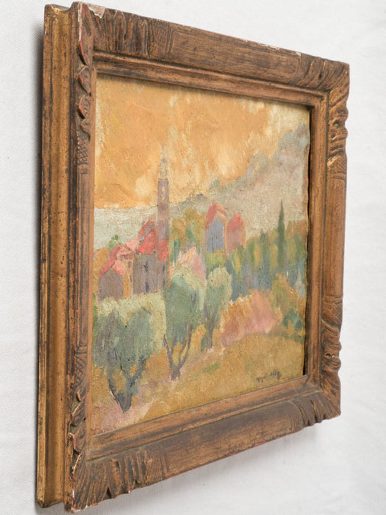 Expressive French village scene painting