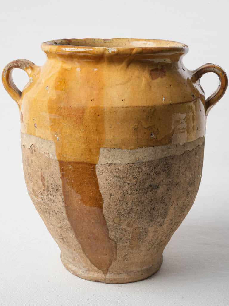 Large Terracotta Confit Pot W/ Ochre Glaze - 11½"