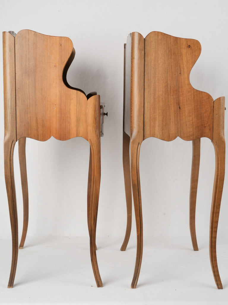 Refined scalloped apron nightstands