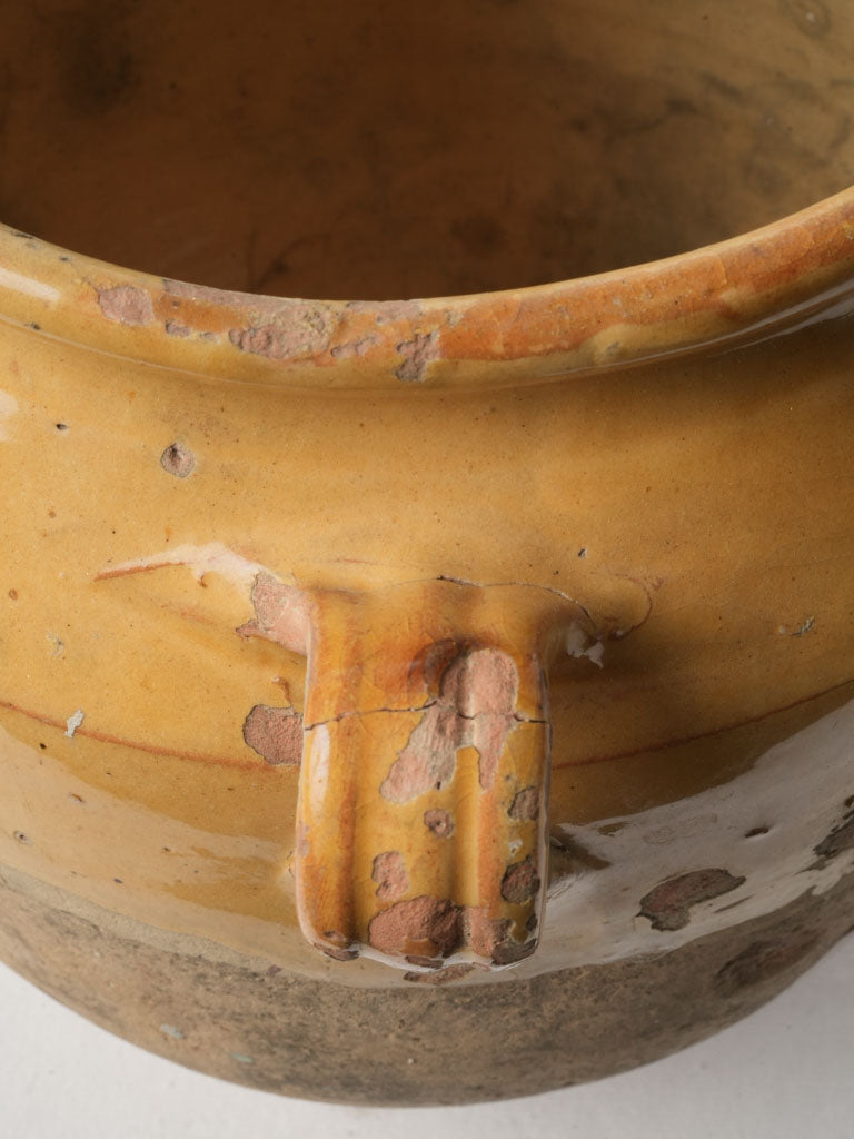 Large Terracotta Confit Pot W/ Ochre Glaze - 11½"