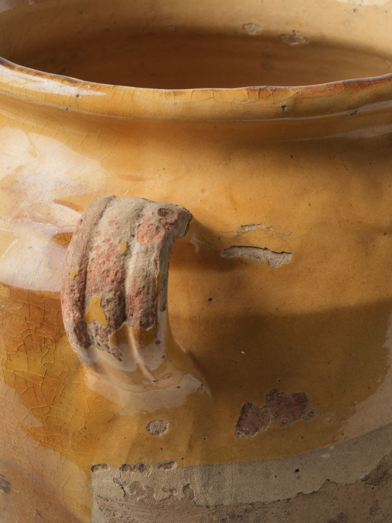 Large Terracotta Confit Pot W/ Ochre Glaze - 11½"