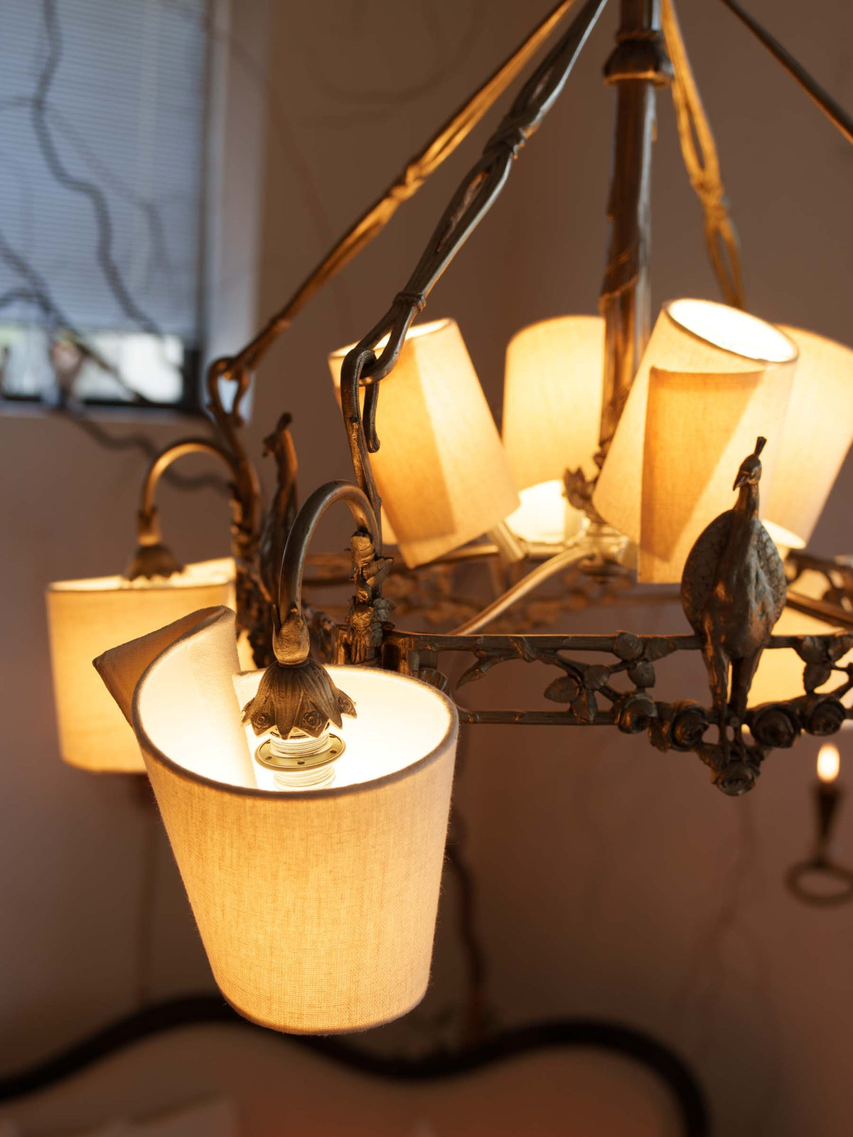 French Art Nouveau Eight-Light Chandelier in Silvered Bronze - 29¼" x 27½"
