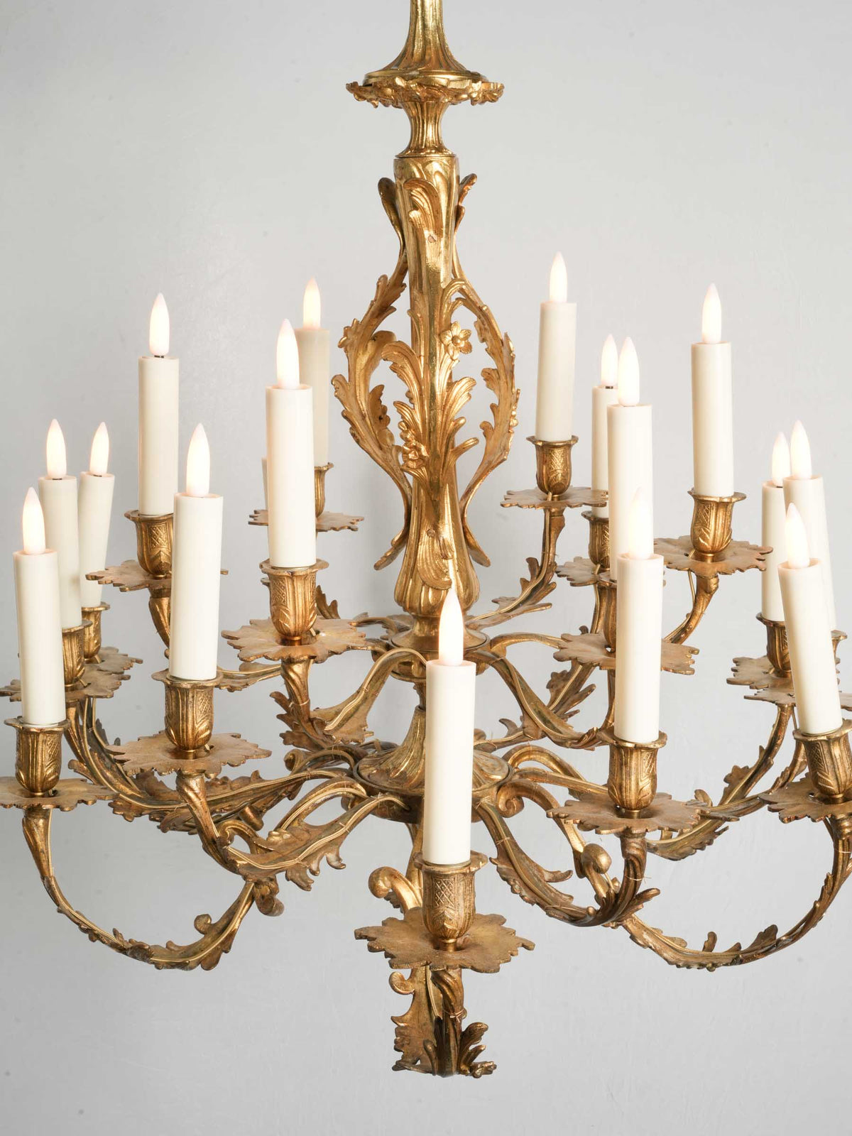 Antique Rococo-Style Gilt-Bronze Eighteen-Light Chandelier - 32¼" x 26¾"