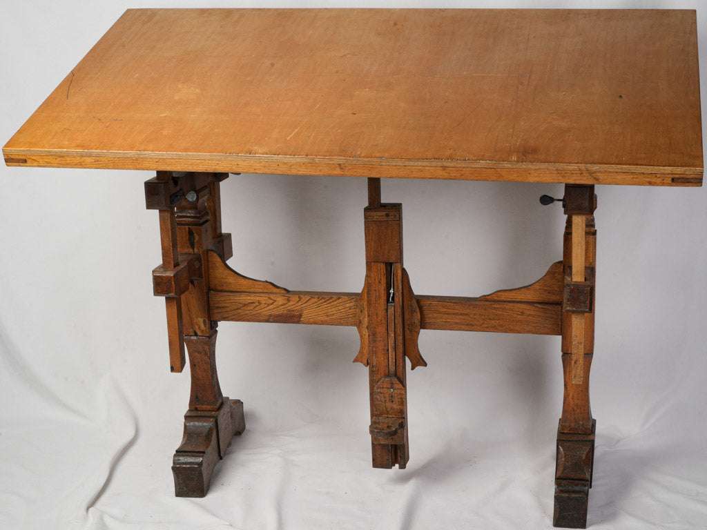 Authentic warm wooden drafting table