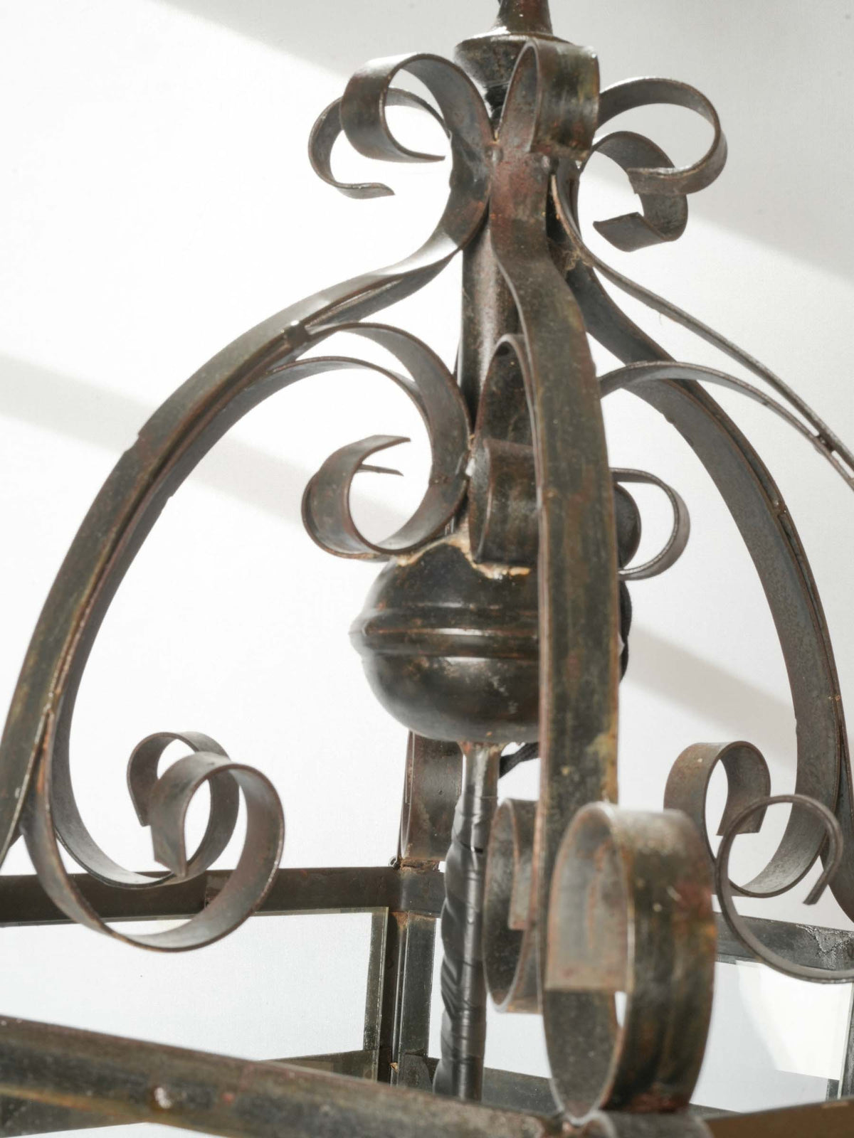 Large Vintage Four-Light Wrought-Iron Lantern w/ Scrollwork - 35½"