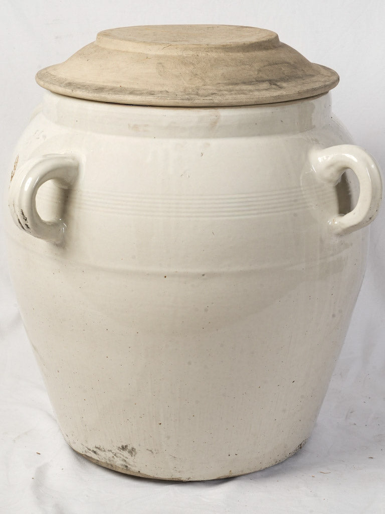 Vintage ivory stoneware salting jar