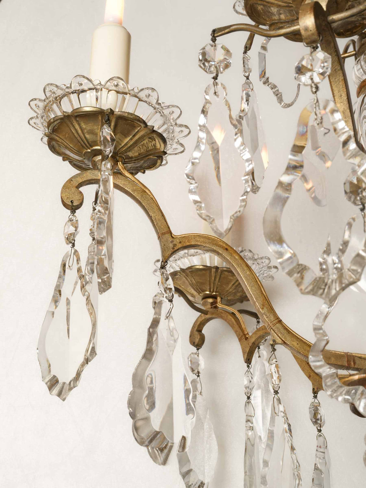 Early 20th-Century French Louis XV-Style Six-Light Chandelier w/ Crystal Pendants - 35½" x 21¼"