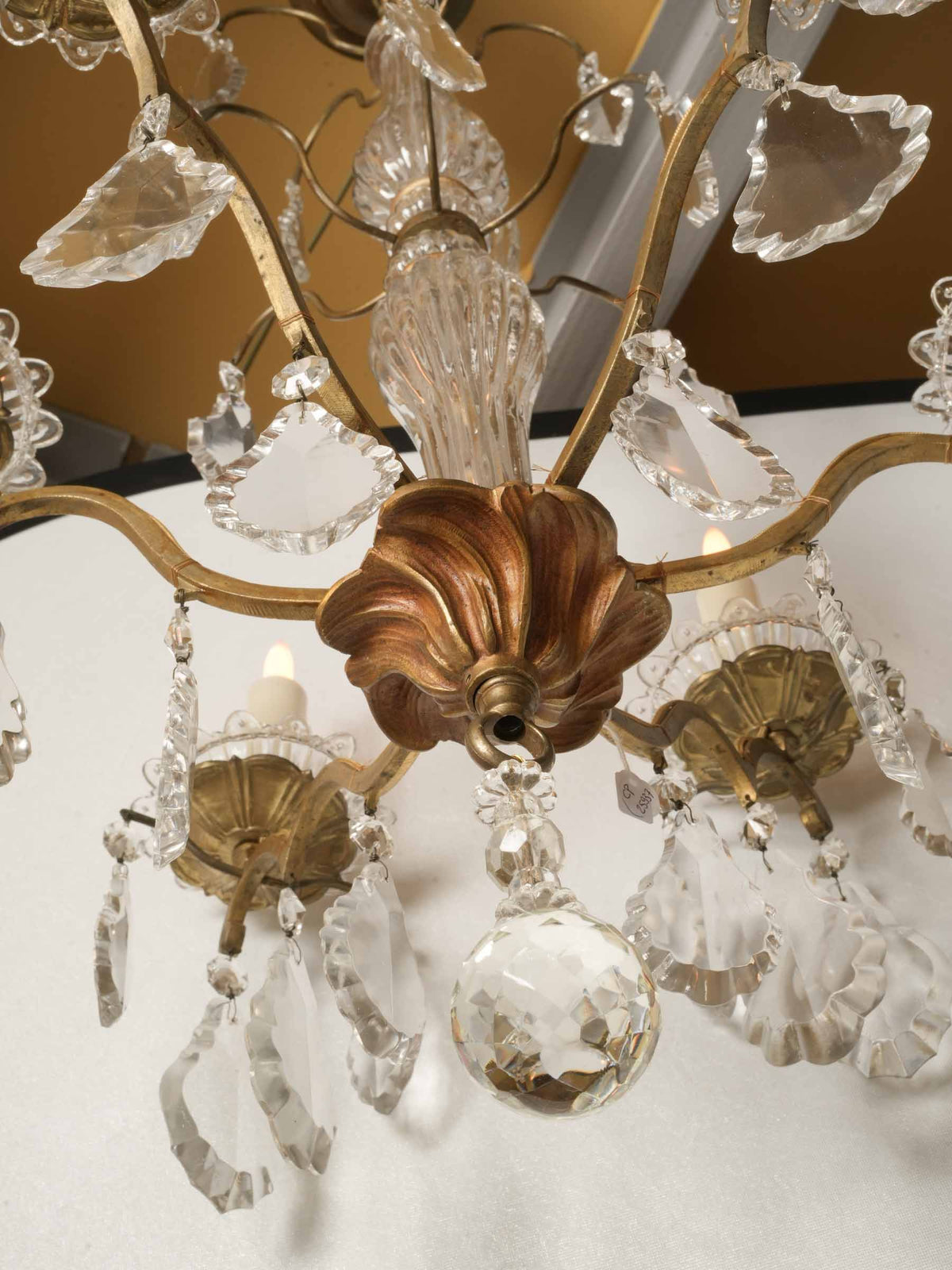 Early 20th-Century French Louis XV-Style Six-Light Chandelier w/ Crystal Pendants - 35½" x 21¼"