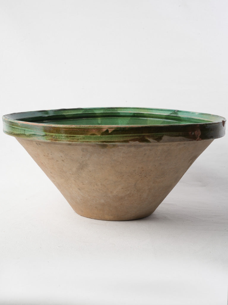 Large 19th-Century Provençal Green Glazed Tian Bowl - 18½"
