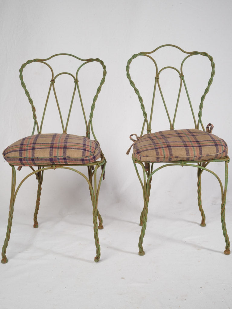 Petite French Napoleon III Garden Suite w/ Twisted Wrought-Iron Chairs