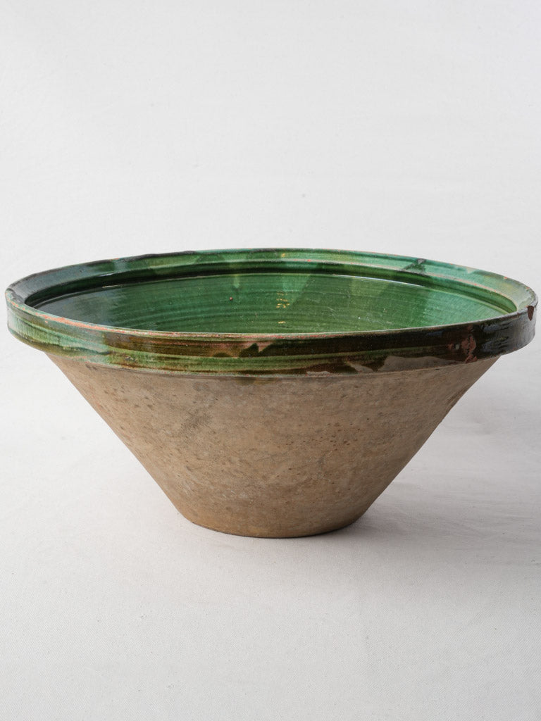 Large 19th-Century Provençal Green Glazed Tian Bowl - 18½"