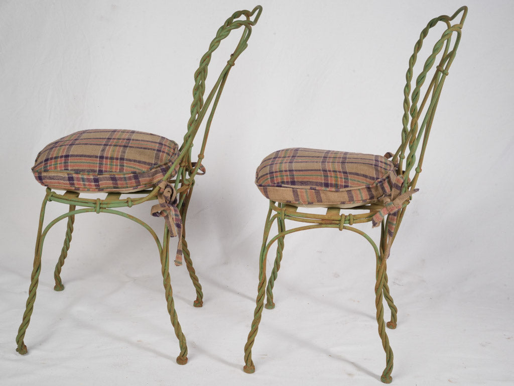 Petite French Napoleon III Garden Suite w/ Twisted Wrought-Iron Chairs