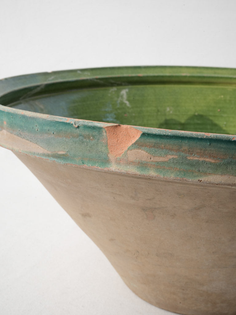 Large 19th-Century Provençal Green Glazed Tian Bowl - 18½"