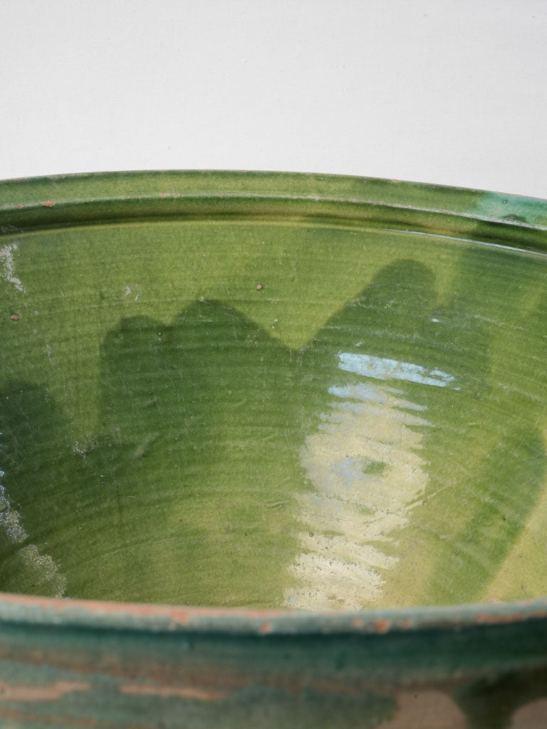 Large 19th-Century Provençal Green Glazed Tian Bowl - 18½"
