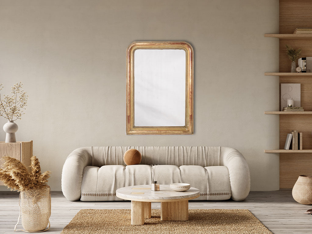 Sophisticated pearled 19th-century mirror