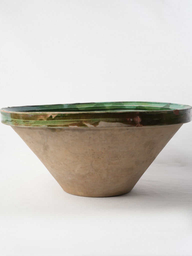 Large 19th-Century Provençal Green Glazed Tian Bowl - 18½"