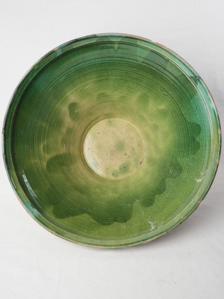Large 19th-Century Provençal Green Glazed Tian Bowl - 18½"