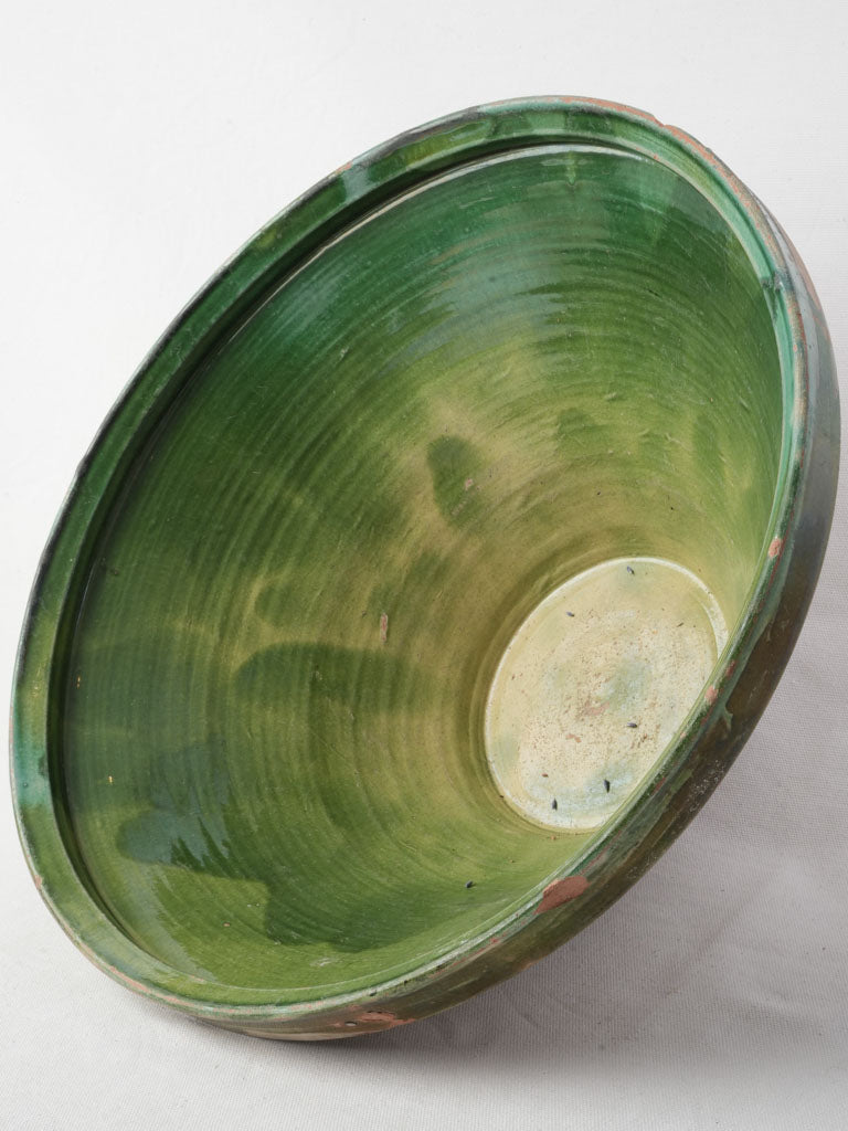 Large 19th-Century Provençal Green Glazed Tian Bowl - 18½"