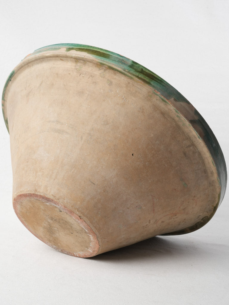 Large 19th-Century Provençal Green Glazed Tian Bowl - 18½"
