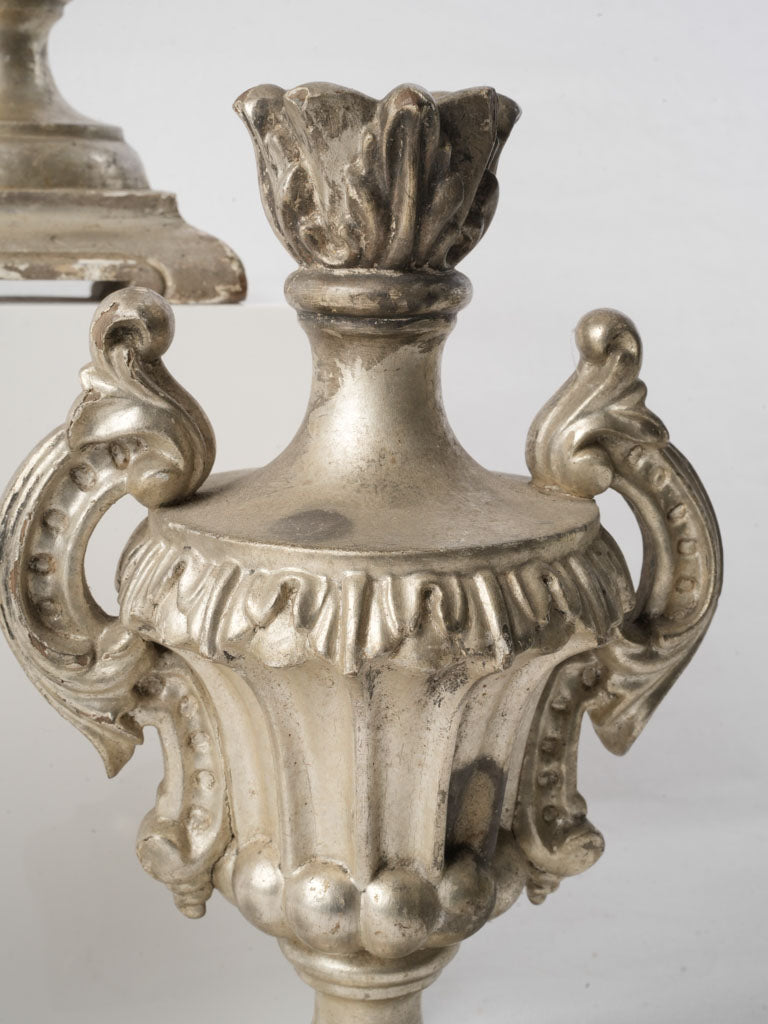 Set Of Three 18th-Century Portuguese Silver Leaf Church Pots À Feu - 10¼"