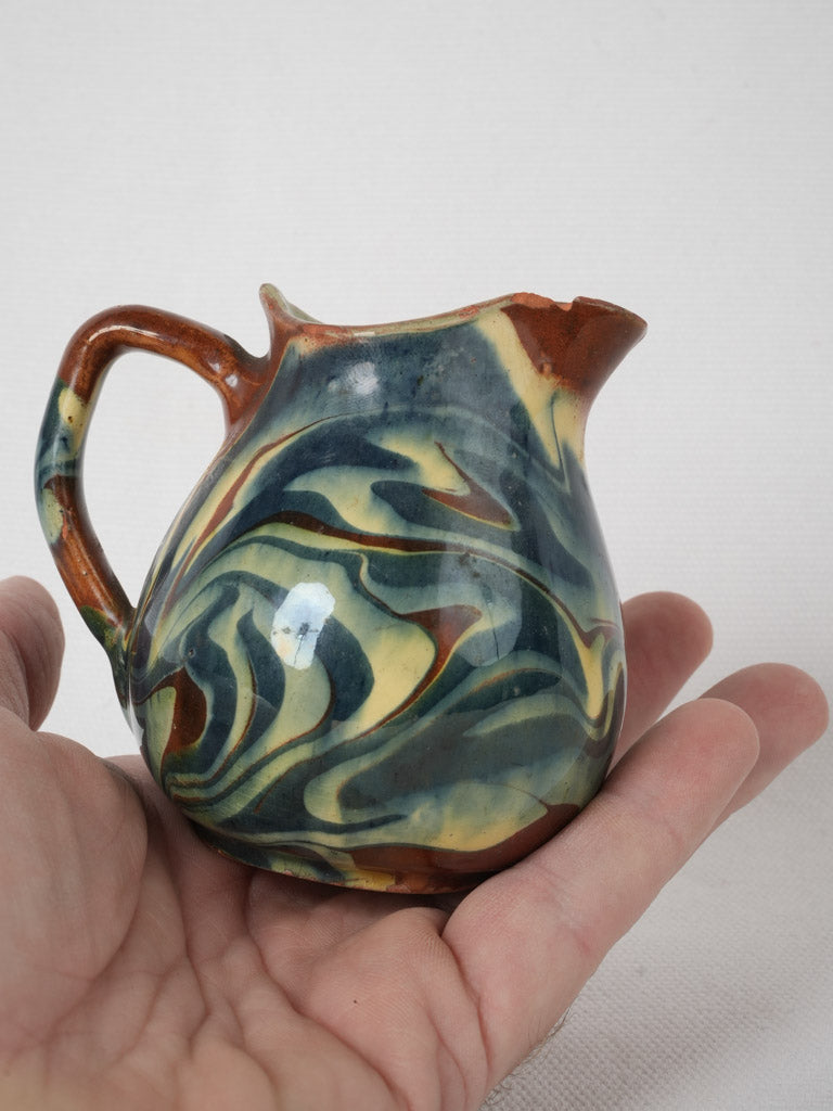 Rustic miniature French pottery pitcher
