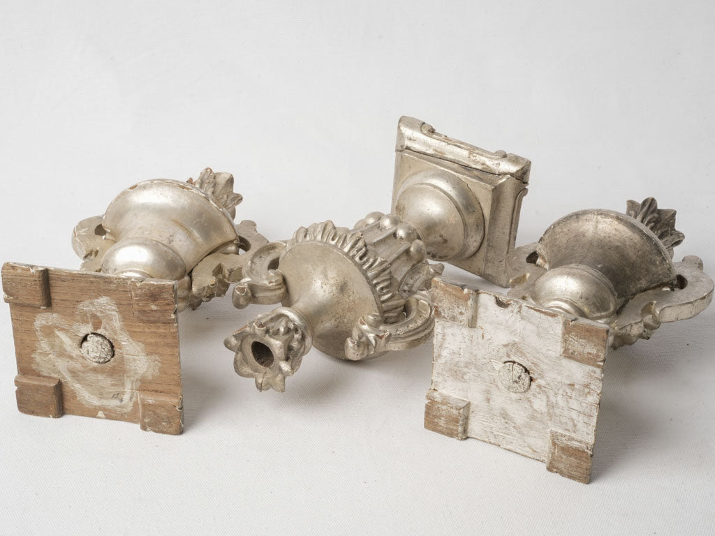 Set Of Three 18th-Century Portuguese Silver Leaf Church Pots À Feu - 10¼"