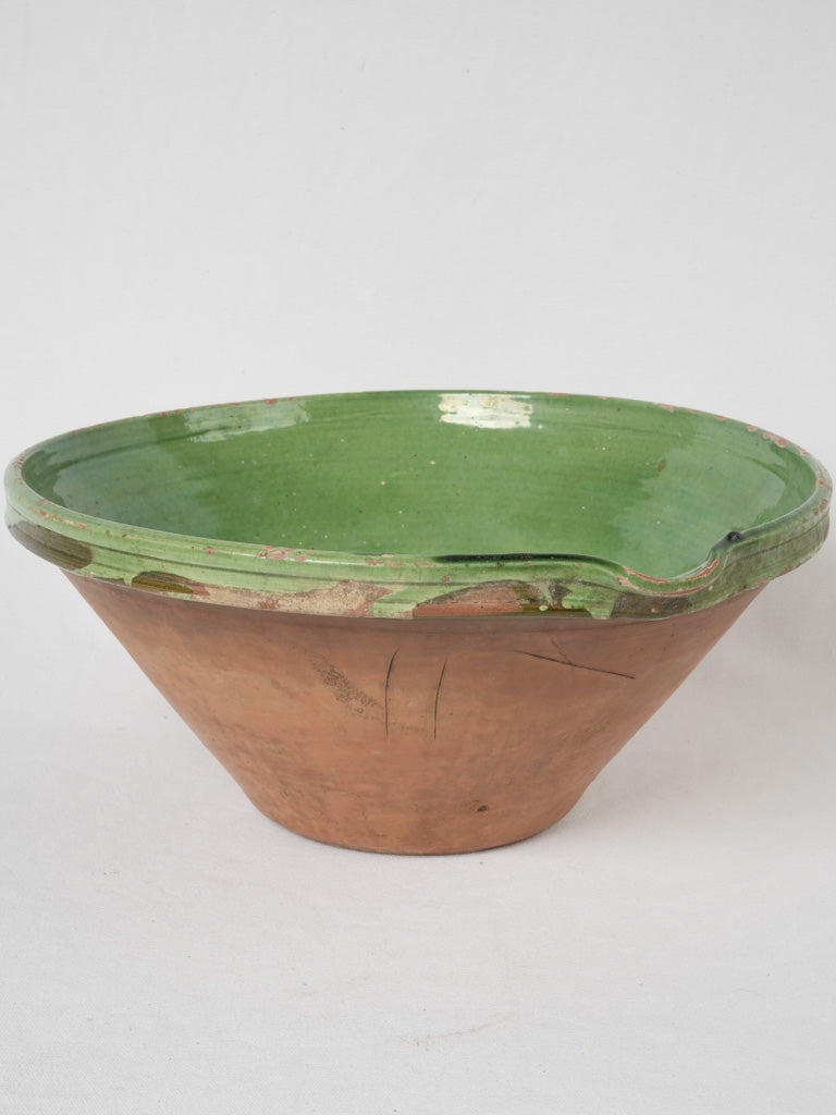 Green glazed large vintage French tian