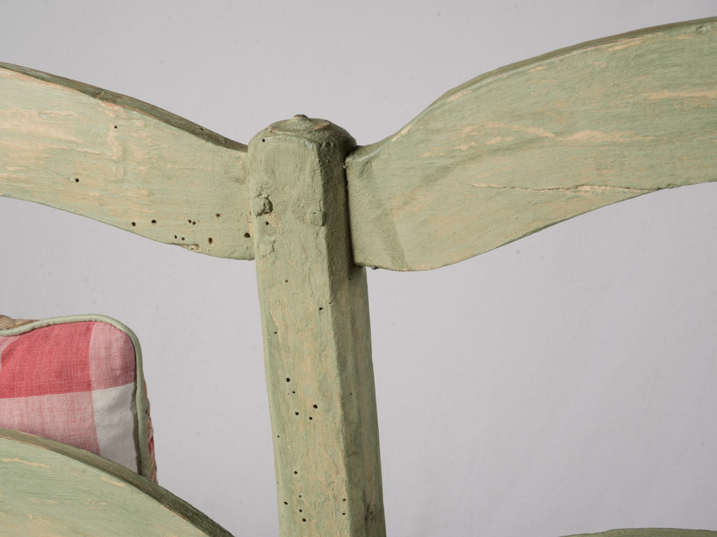 Generous 18th Century Provençal Three-Seat Radassié in Sage-Green Paint - 76¾"