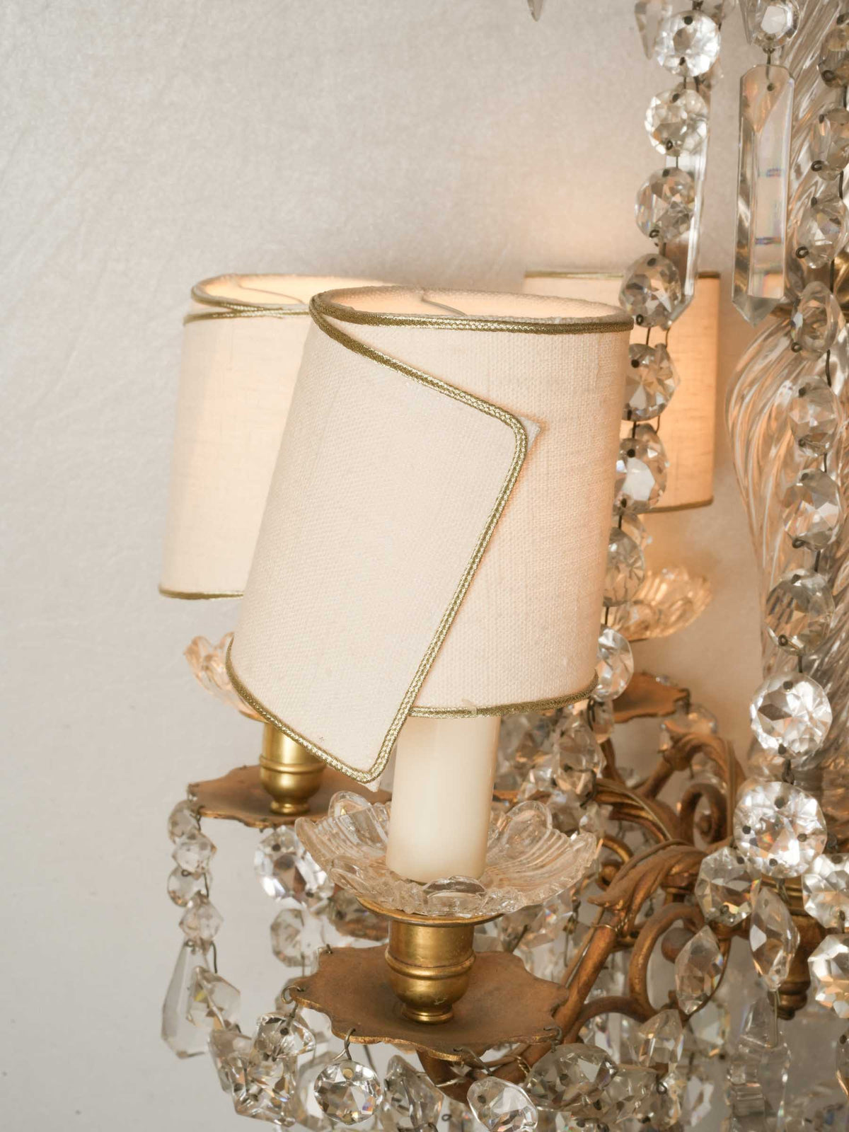Opulent 19th-Century Six-Light w/ Sparkling Crystal Drops - 28¾" x 17¼"