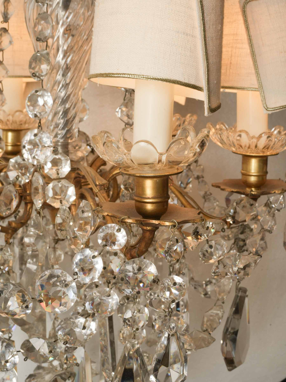 Opulent 19th-Century Six-Light w/ Sparkling Crystal Drops - 28¾" x 17¼"