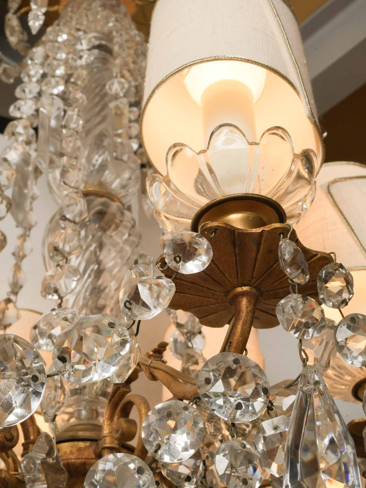 Opulent 19th-Century Six-Light w/ Sparkling Crystal Drops - 28¾" x 17¼"
