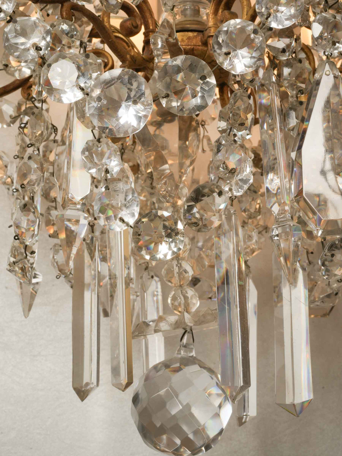 Opulent 19th-Century Six-Light w/ Sparkling Crystal Drops - 28¾" x 17¼"