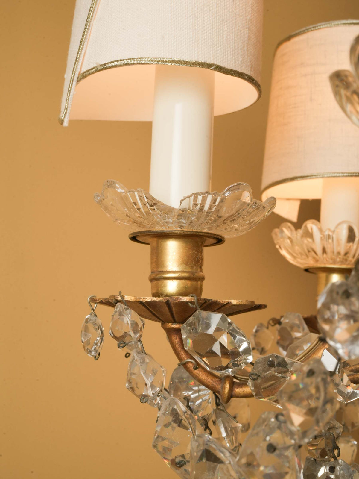 Opulent 19th-Century Six-Light w/ Sparkling Crystal Drops - 28¾" x 17¼"