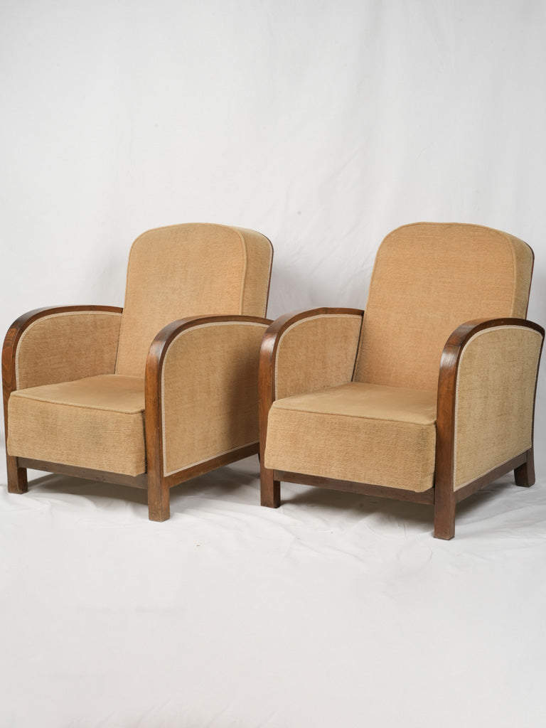 Vintage walnut Art Deco armchairs