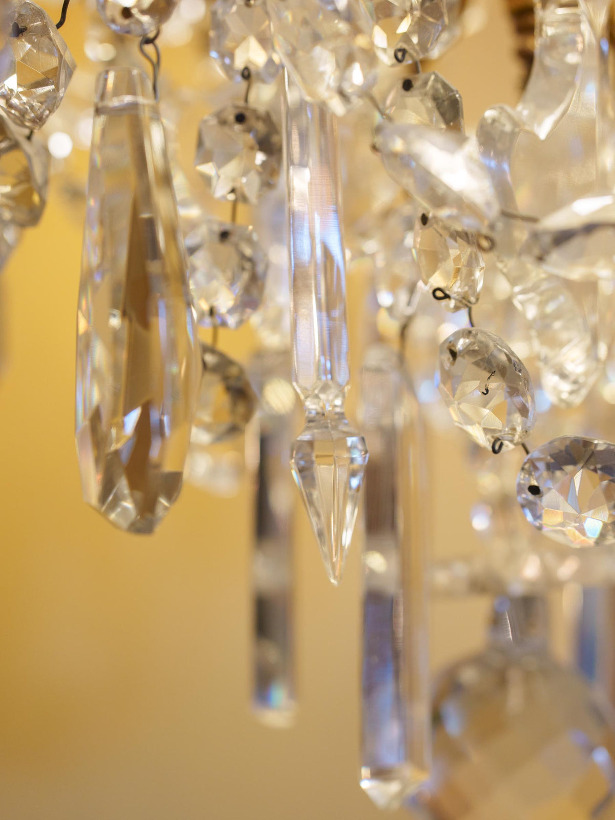 Opulent 19th-Century Six-Light w/ Sparkling Crystal Drops - 28¾" x 17¼"