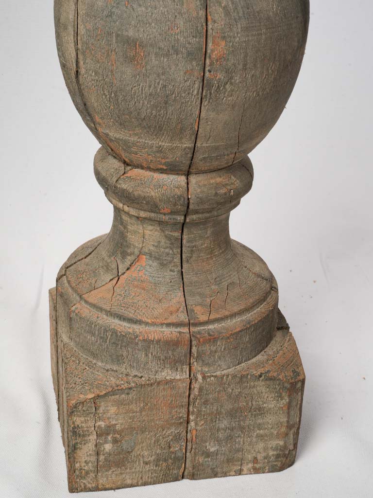Pair of Large Table Lamps Made From Wood Balusters with Aged Patina - 43¼"