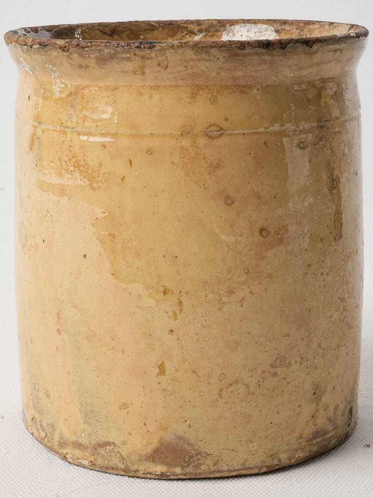 Small Rustic French Ceramic Pot W/ Ochre Glaze - 5½"